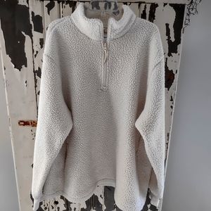XXL CREAM QUARTER ZIP HIGH COLLAR FLEECE